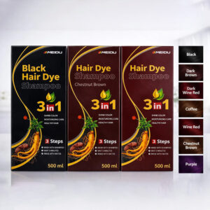 MEIDU Hair Dye Shampoo Black  3-in-1 Color Shampoo for Men & Women 500ml/16.9OZ
